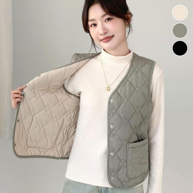 여성 누빔 패딩조끼 겨울 이너 얇은조끼 베스트 레이어드