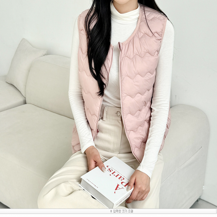 여성패딩조끼 포인트 물결 겨울 5컬러 조끼 사무실 출퇴근 현장근무복