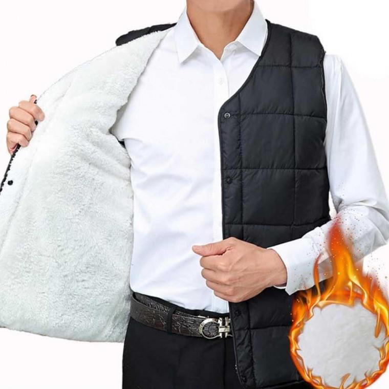 남자 기모 패딩조끼 융털 중년 남성 직장인 오피스 룩 출근 이너 안감퍼 방한 겨울