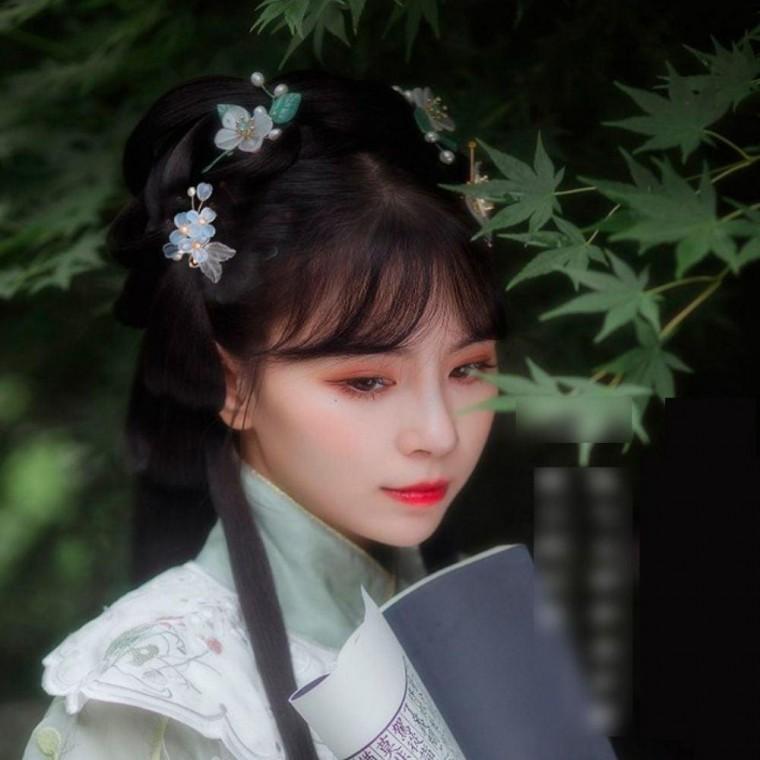 헤어핀 머리핀 투명 헤어클립 미니머리핀 미니 블라썸 플라워 블루