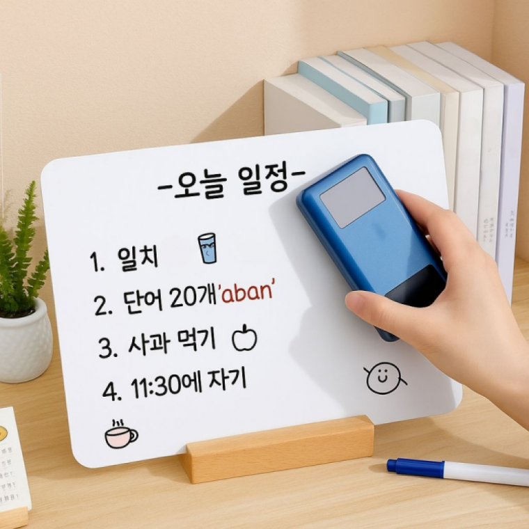 미니화이트보드 화이트보드A4 책상 풀세트 탁상용화이트보드 A4 탁상용 미니 스탠드