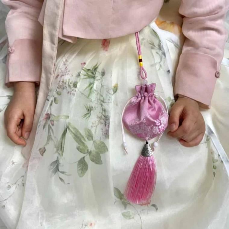 미니 복주머니 핑크 생리대주머니 여행주머니