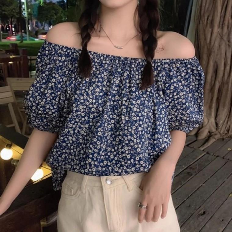 여성패턴 밴딩 오프 숄더 블라우스 DHHE90 하객룩 파워숄더 남방 블라우스 겨울 남방 루즈핏 사이즈 미니