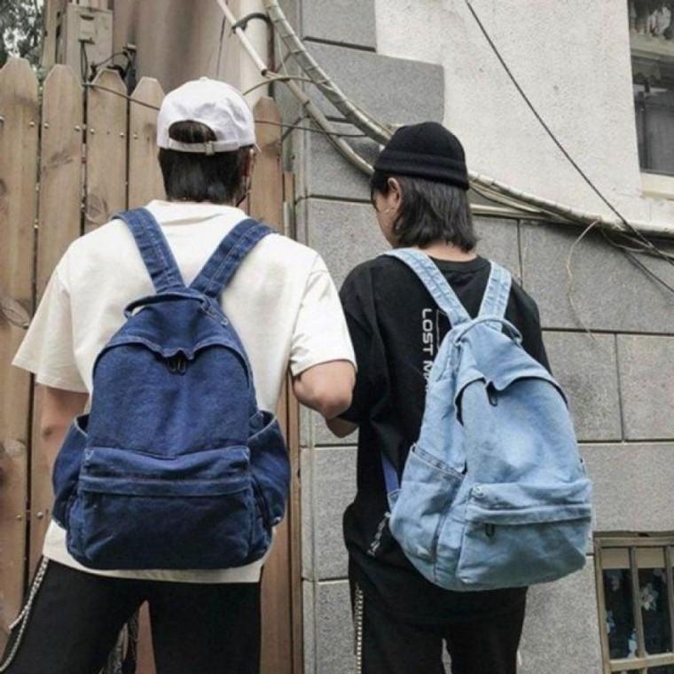 가방 진청 연청 학생 데님 백팩 남성 중학생 여성 고등학생