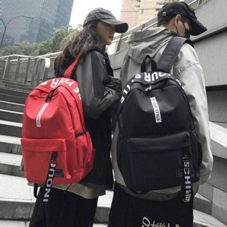 가방 남여공용 백팩 베이직 레터링 스트랩 포인트