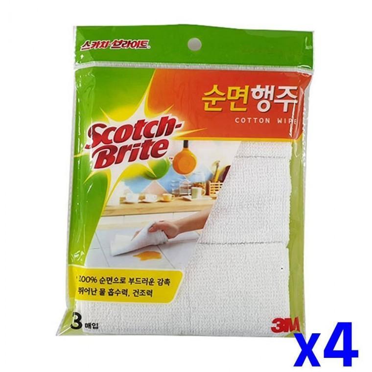화이트 순면 행주 3매 x4개 주방행주 면행주