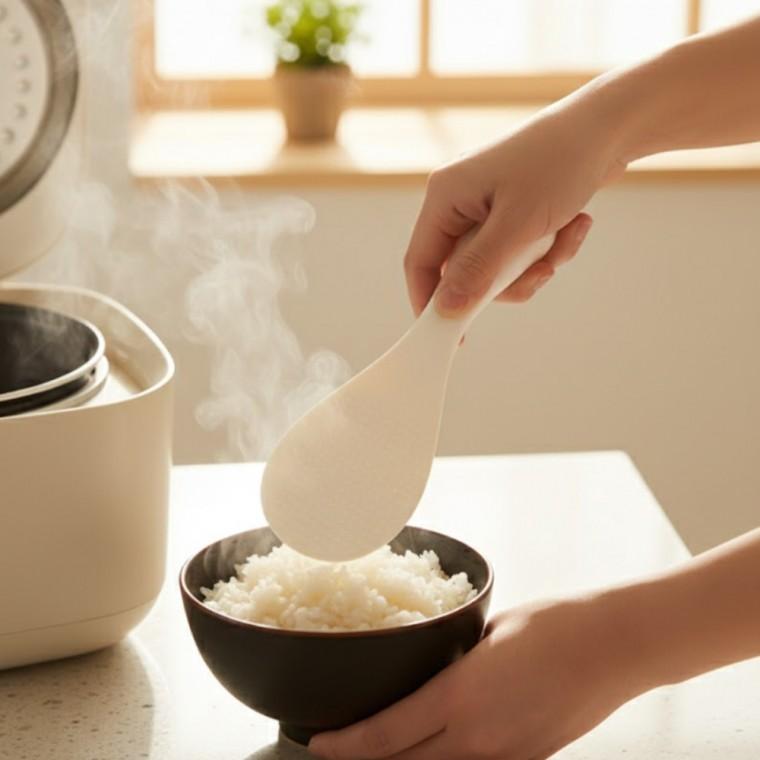 밥알이 붙지 않고 세워지는 오뚝이 주방 도구 주걱