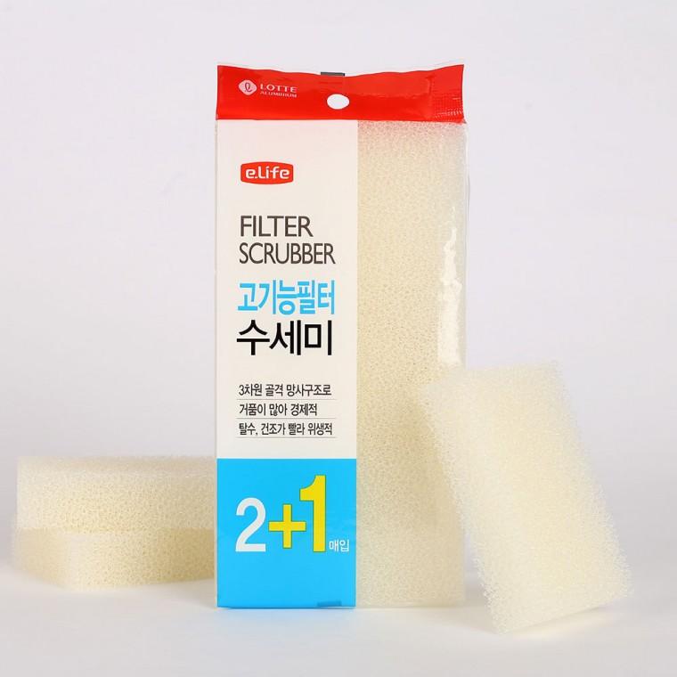 고기능 필터 수세미 3매입 주방 스펀지