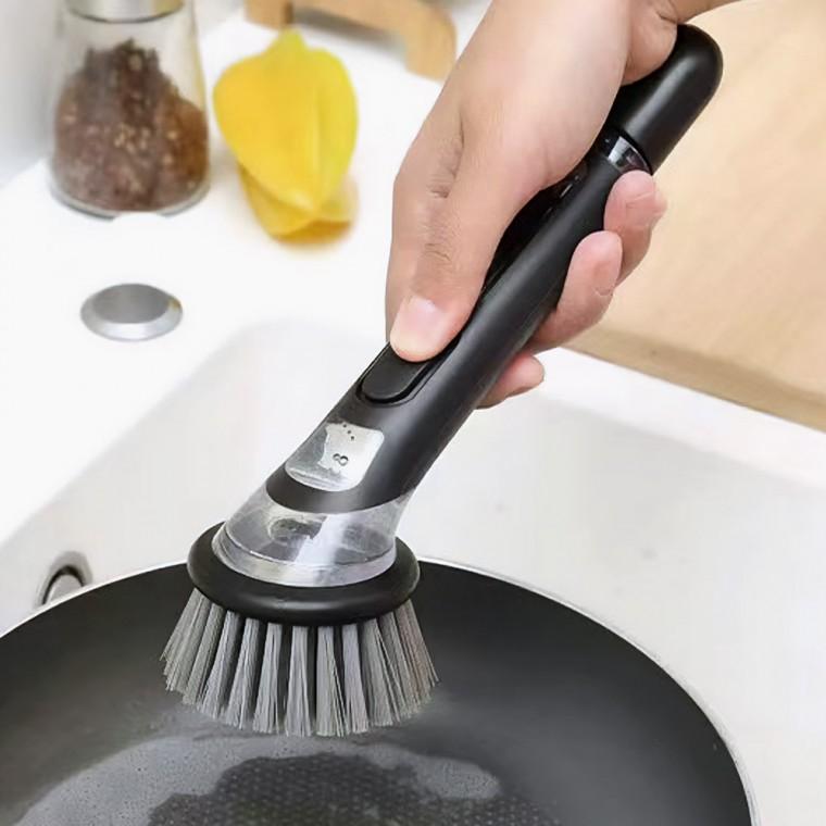 세제펌핑 손잡이 수세미(그레이) 주방브러쉬