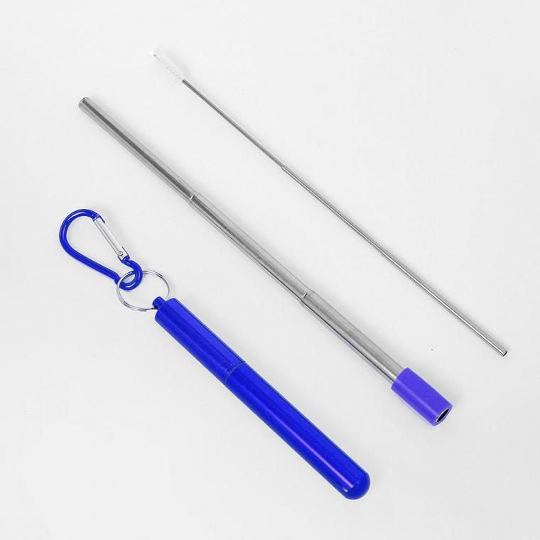 (GTF36580)길이조절 휴대용 스텐 빨대(23cm) (블루)