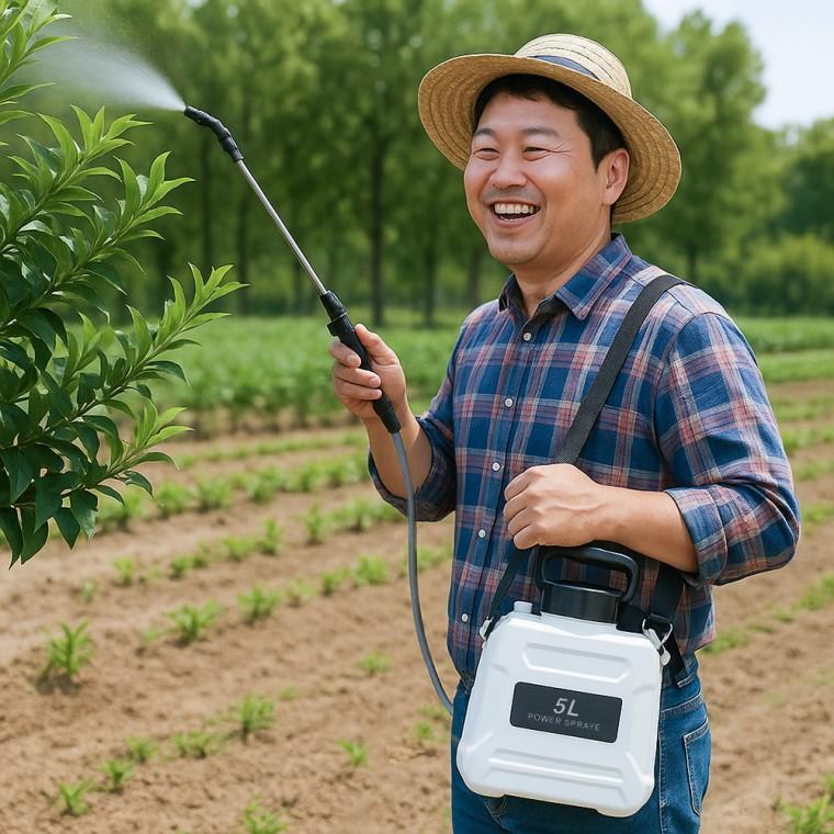 대풍작 전동농약분무기 전동농약살포기 충전식 휴대용 자동 (5L) (화이트)
