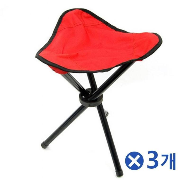 휴대용 삼각발 접이식의자-색상랜덤x3개 등받이의자
