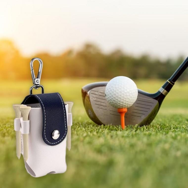 더블 골프공 가죽 파우치 멀티 볼포켓 공 주머니 라운딩 휴대용 수납백