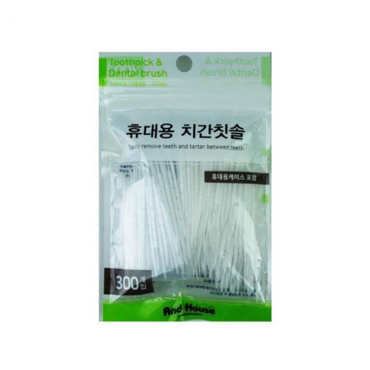 치간 칫솔 300개입 세트 휴대용 케이스 포함 잇몸 청결 덴탈솔