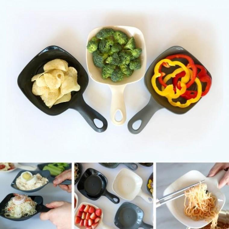 니본 팬 쿠프 사각 앞접시1P-손잡이접시 캠핑접시 손잡이앞접시 간식 플레이트 반찬접시
