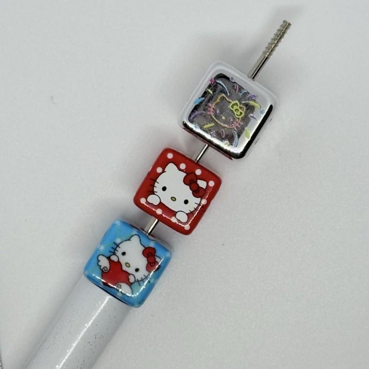 볼펜꾸미기 볼꾸 동대문 꾸미기 DIY 고양이 사각볼 캐릭터 리본 큐브 사각