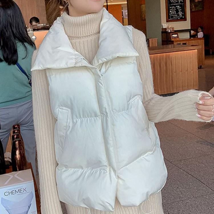 여성 포근한 오버핏 패딩조끼 하이넥 겨울아우터