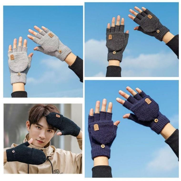보온장갑 겨울 니트 남성용 플랩 털 겨울장갑