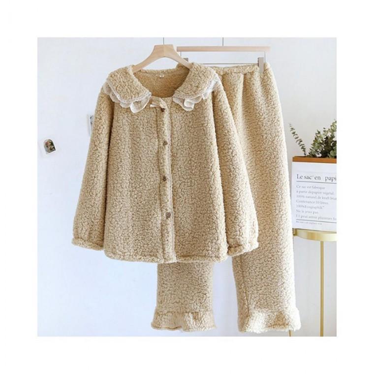 루미나D 여성 겨울 캐주얼 부드러운 수면 잠옷 세트 홈웨어