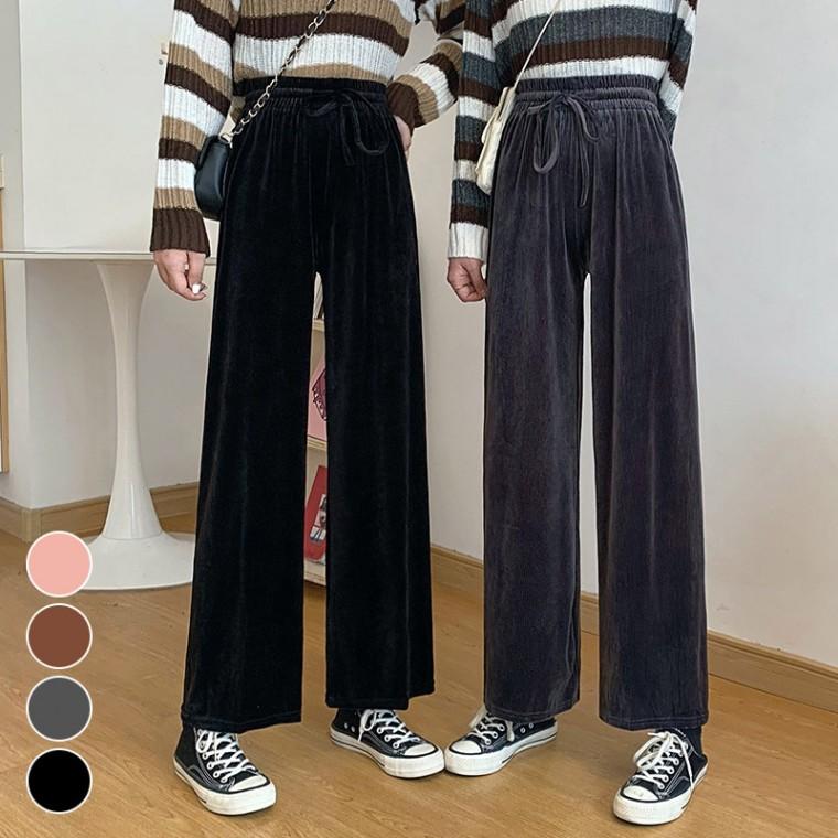 여성 가을 통바지 겨울필수 겨울 벨벳바지 허리밴딩