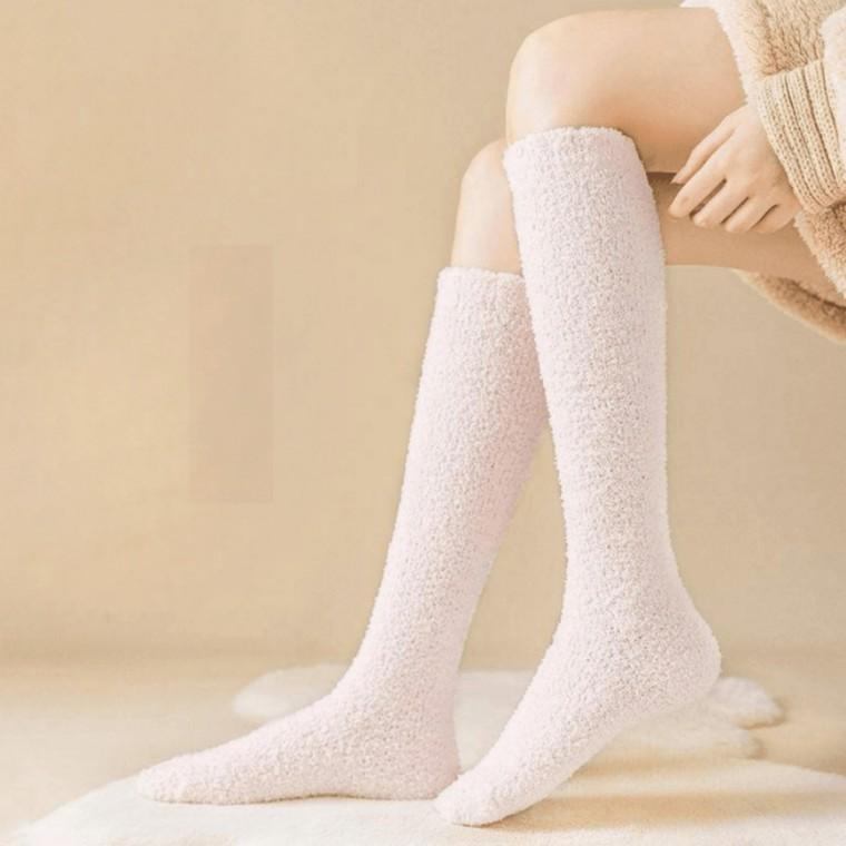 수면양말 극세사 기모 무릎양말 니삭스 겨울 여성 방한 울 핑크 방한양말