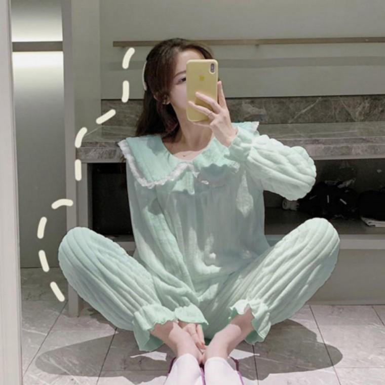 여성 포근한 겨울 러블리 홈웨어 파자마 수면 잠옷 세트