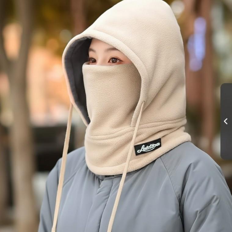 여성 보온 후드형 페이스 커버 넥워머 겨울방한