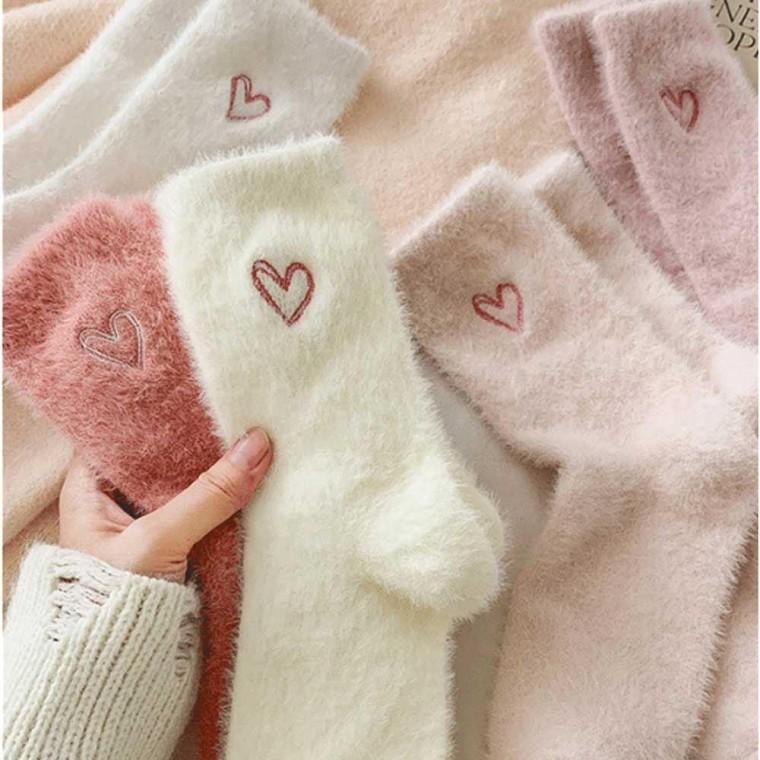 양말 하트 겨울 용 여자 선물 연말 포인트 삭스 수면