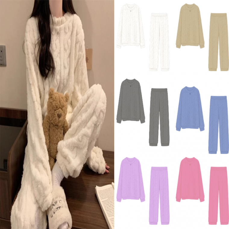 유니바운드 수면잠옷 커플잠옷 극세사 겨울 홈웨어 여성 임산부 실내복 파자마파티 잠옷세트 커플파자마