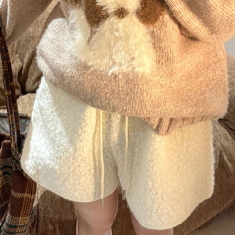 여성 겨울 포근한 뽀글이 밴딩 숏팬츠 바지