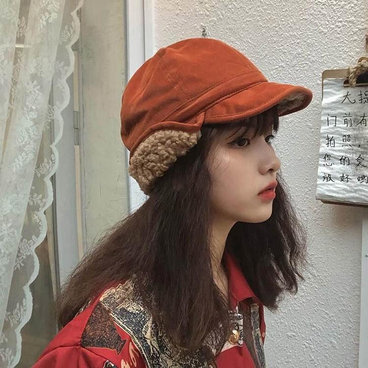 귀달이 짧은챙 뽀글이 겨울모자 남여공용 귀여운 안감