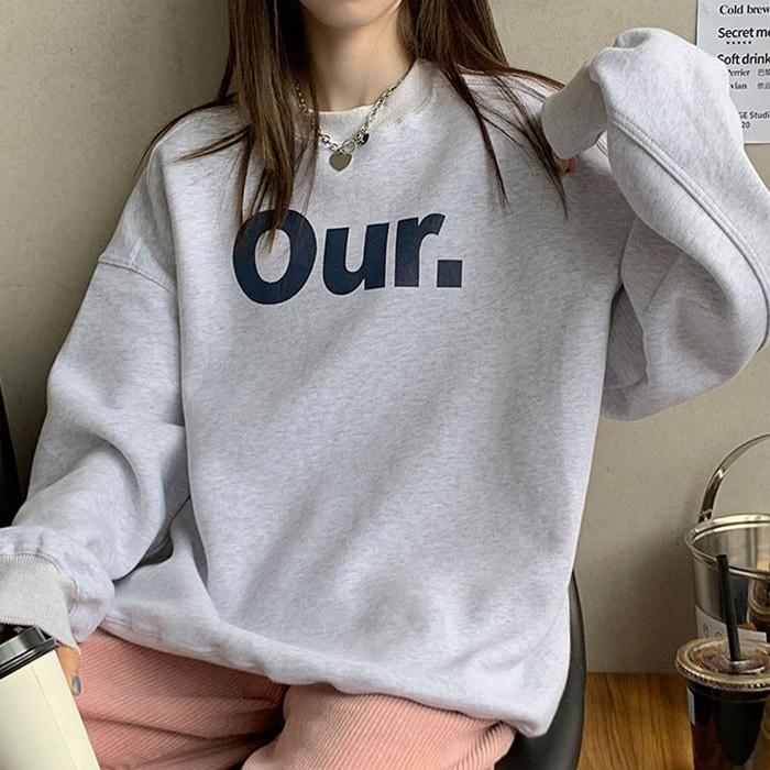 기모안감 O레터링 데일리 맨투맨티셔츠 겨울 여성