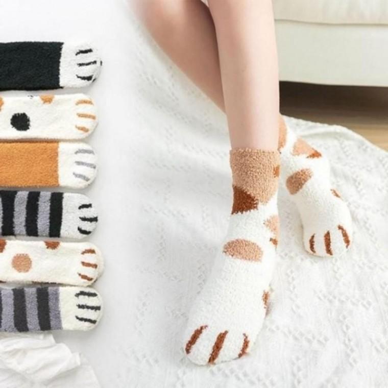 여자 수면양말삭스 수면양말 롱 겨울 롱 고양이 덧신 양말 임산부 고양이