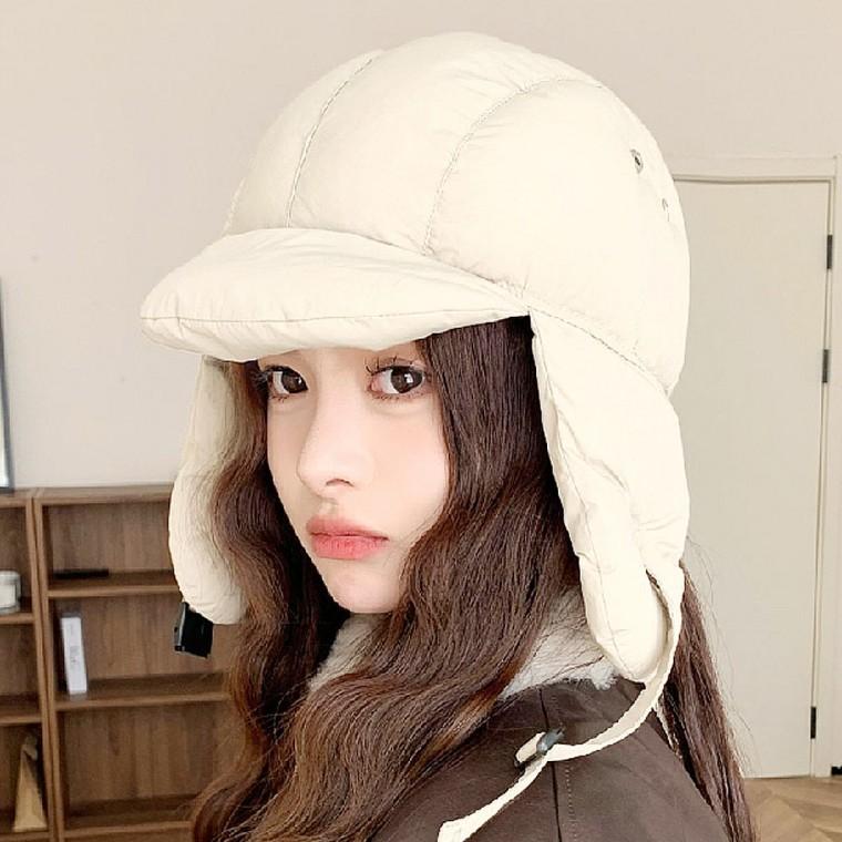 겨울 데일리 여자 패딩 귀달이 방한 모자