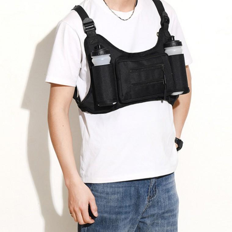 액티브 확장형 스포츠 체스트백 런닝 가슴가방 조끼가방 블랙