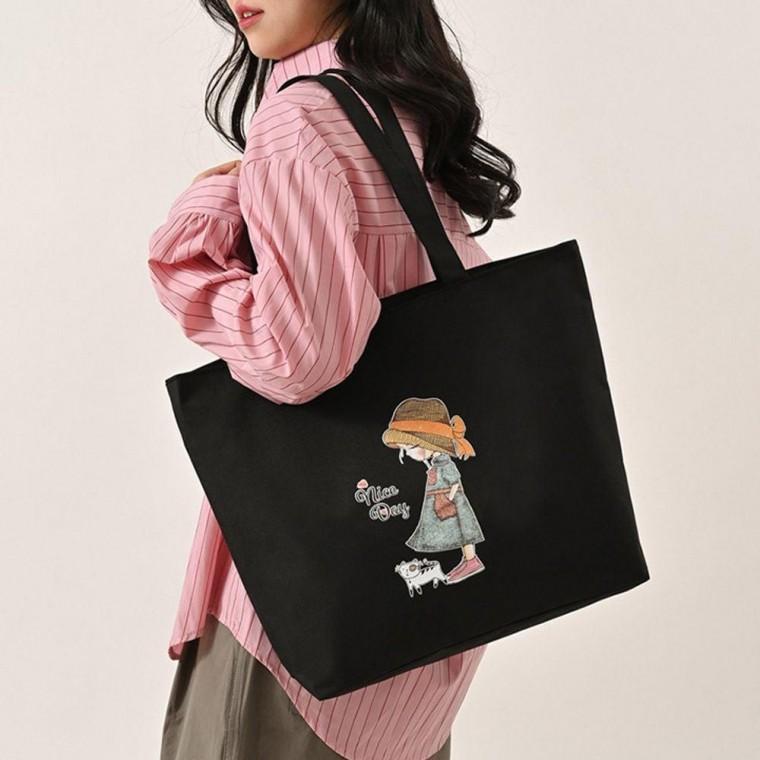 에코백 데일리 캔버스 토트 숄더 백 가방 학원 면가방