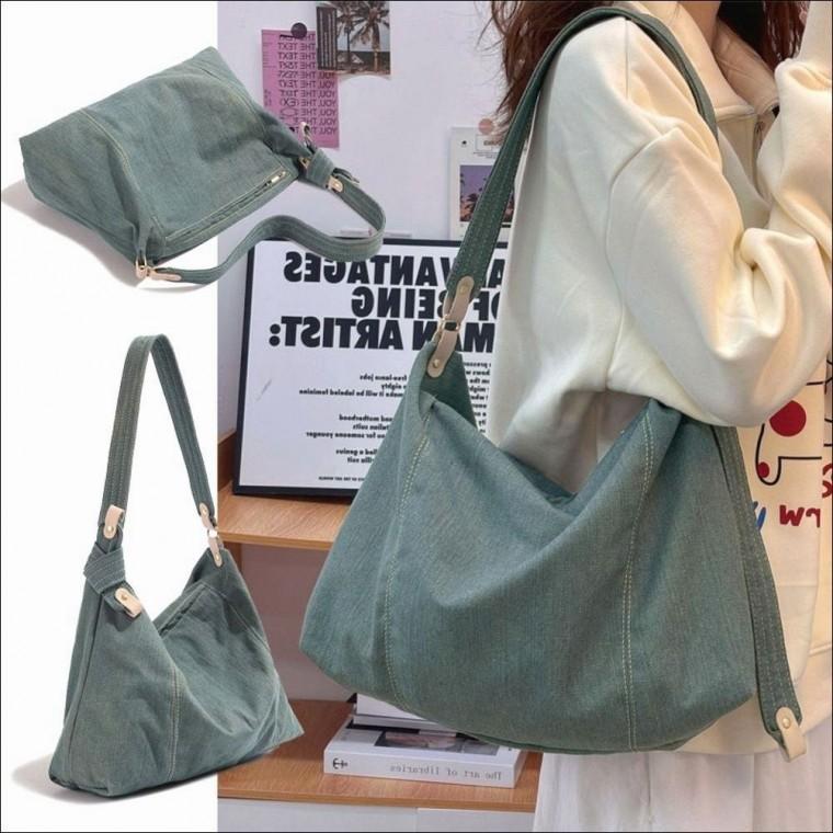 수납력 숄더 크로스백 여자 데님 빅사이즈 투웨이 가방 청가방