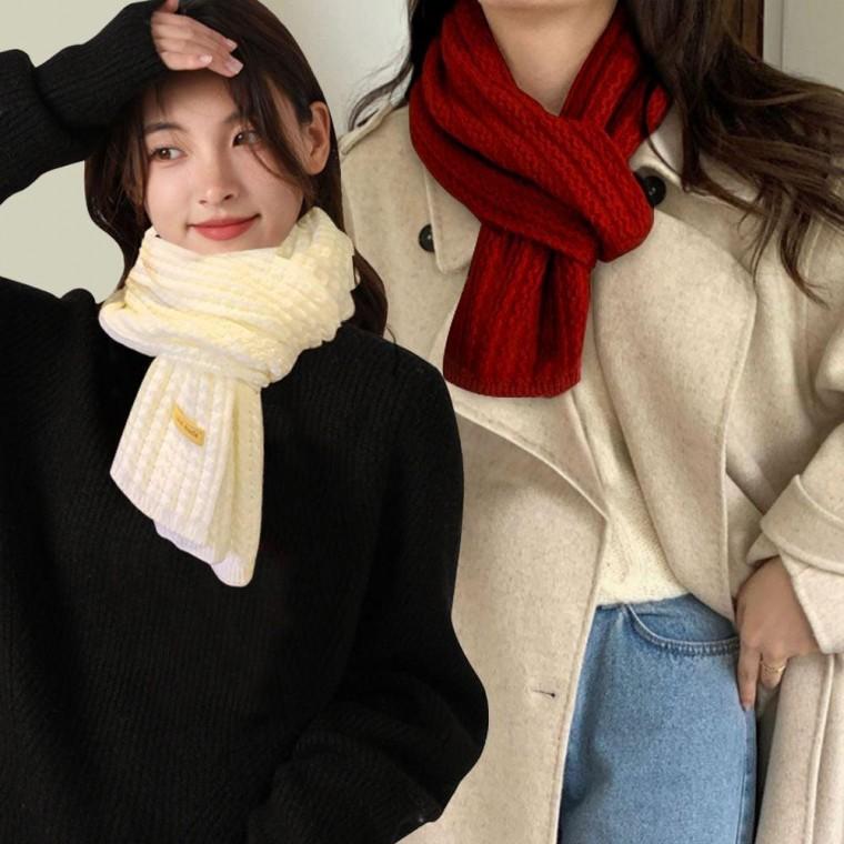 여성 쁘띠 머플러 니트 미니 목도리 짧은 겨울 스카프 데일리