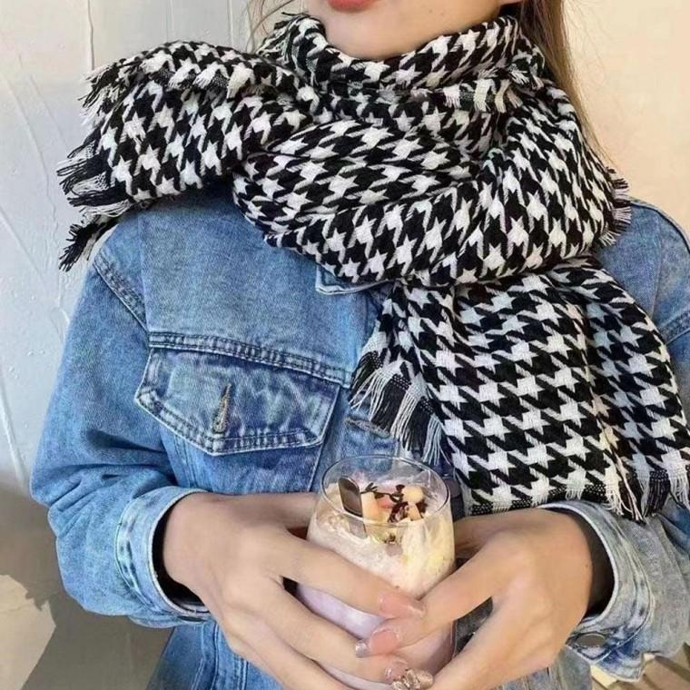 가을 겨울 하운드 체크 머플러 여성 베이직 클래식 스카프