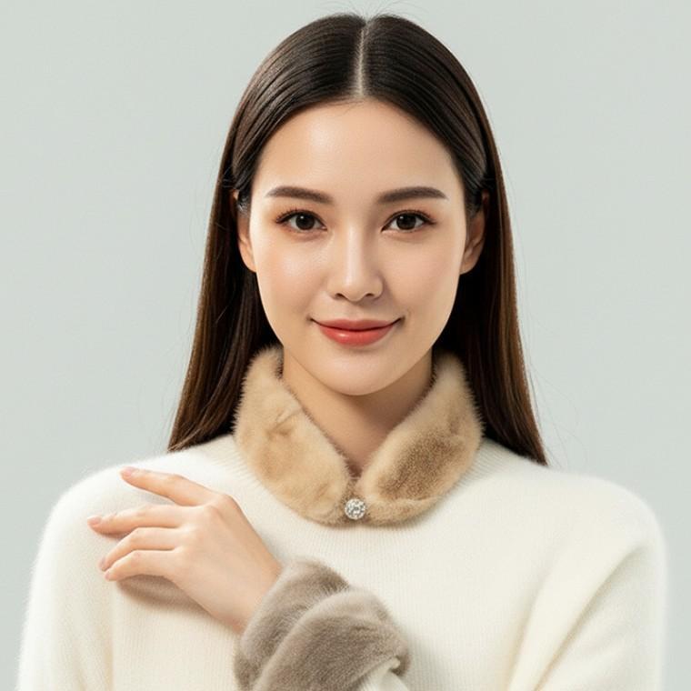 1초 완성 럭셔리핏 찐 밍크 자석 쁘띠 스카프 겨울 머플러 베이지