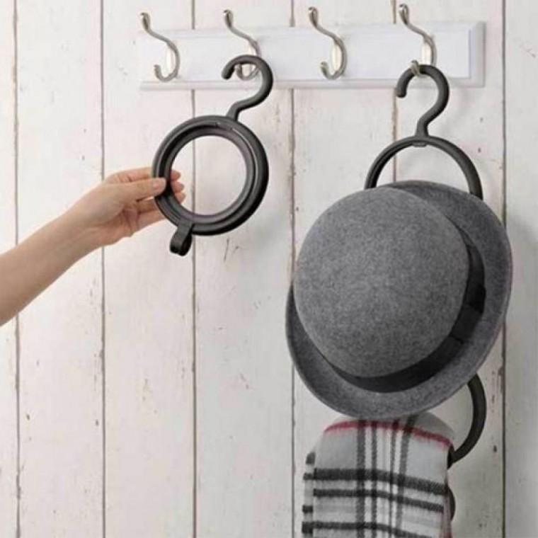 데이홈 벨트걸이 접이식 스카프걸이 모자걸이 4p세트 블랙 링