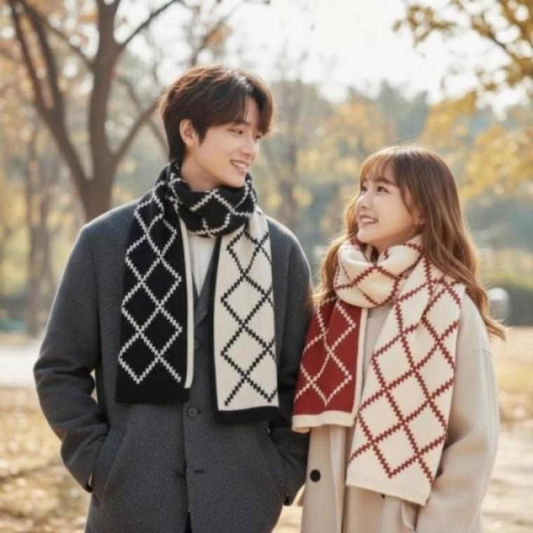 양면 넥워머 롱 남자 스카프 머플러 커플 여자 보온 니트 털 겨울 목도리