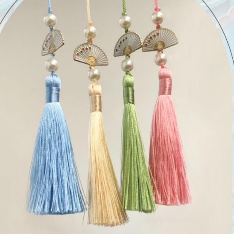 노리개 부채 전통 복주머니 태슬 진주 장식 복주머니 고급 한복 새해복