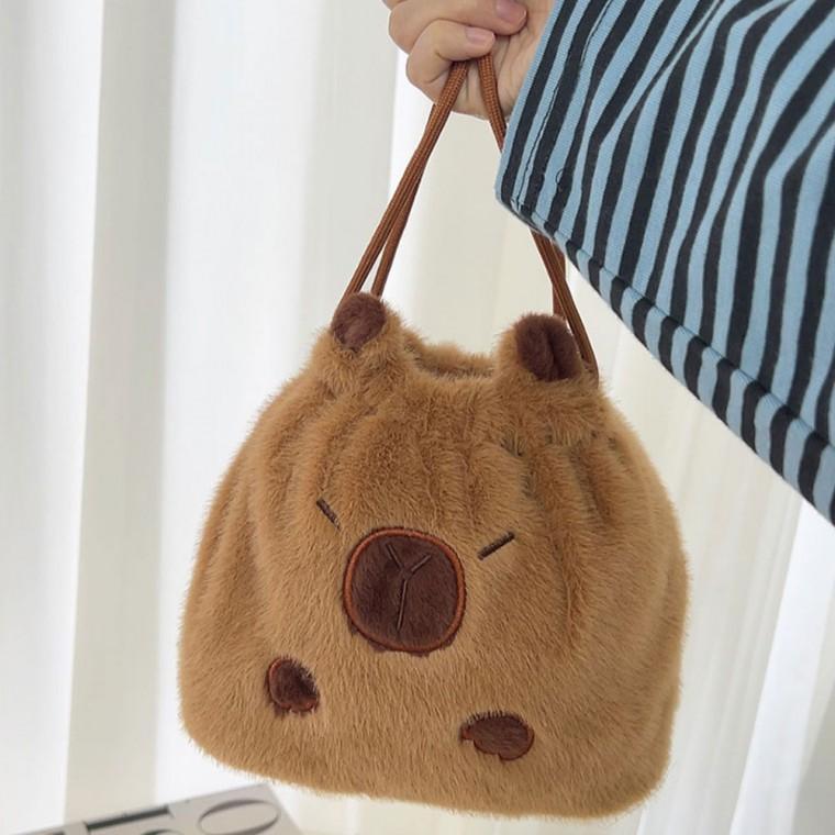 카피바라조리개파우치 스트링 미니 화장품 복주머니 복조리 생리대 핫팩 파우치 백 가방