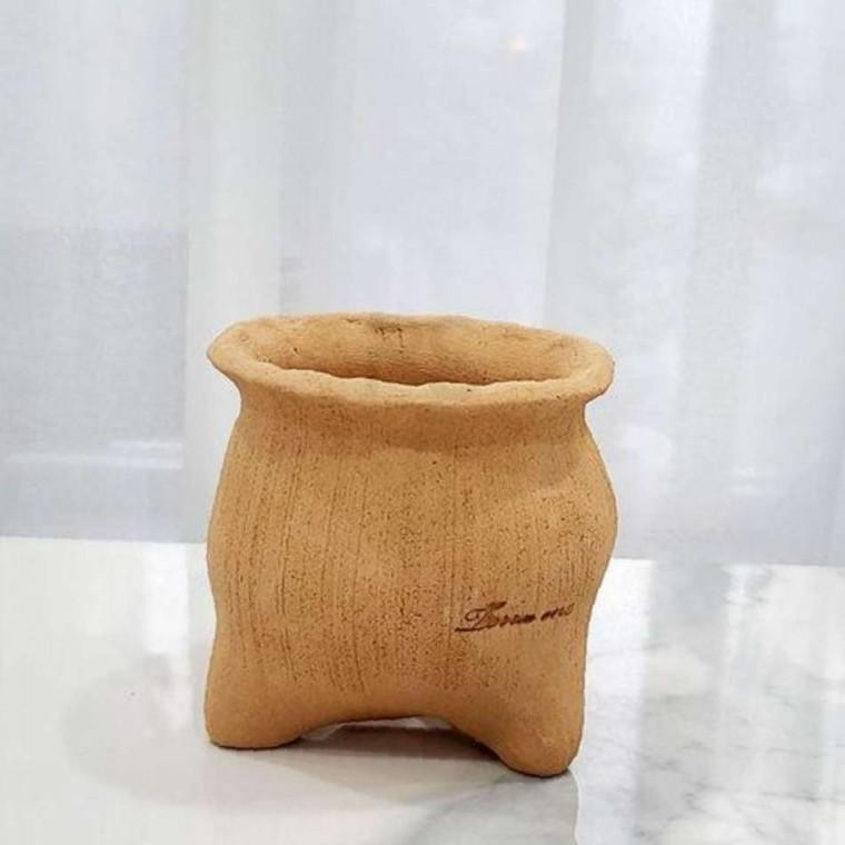 테라원 수제 토분 빈티지 어글리팟 복주머니10호 10x12cm 삼각 수제토분 사각 원예 화분