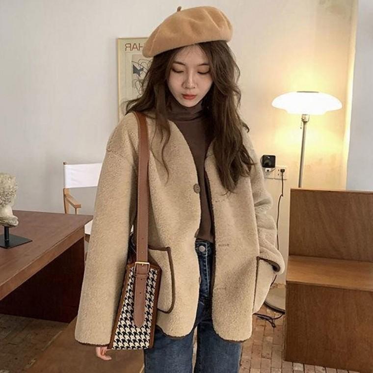 패션 따듯한 깔끔한 양털 자켓 양털재킷 외출복 주머니 양털점퍼 포켓