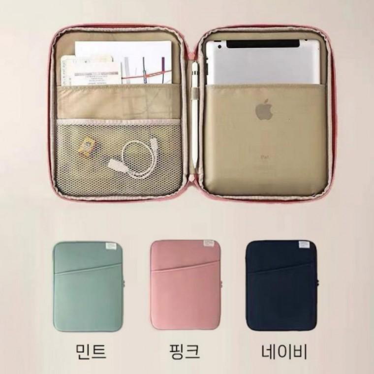 좋은 심플 캔버스 포켓수납 태블릿 노트북 패드 파우치