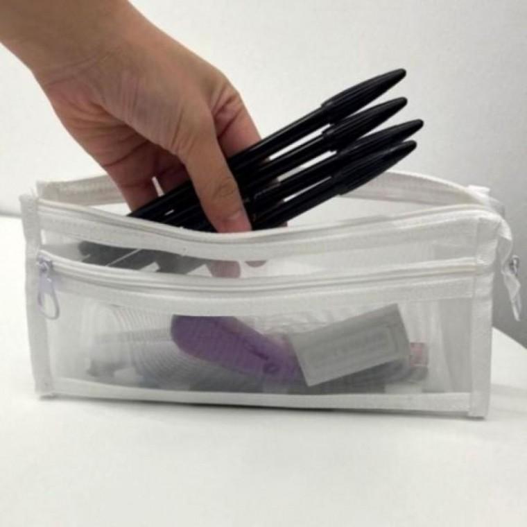 파우치 보관 화이트 레이어 매쉬 화장품 학생필통 이너백 메쉬필통 필기구 연필 펜슬