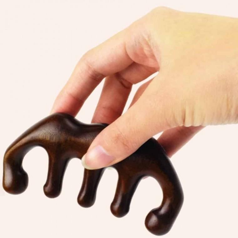 나무 두피 괄사마사지기 바디괄사 괄사도구 머리지압기 휴대용목마사지기