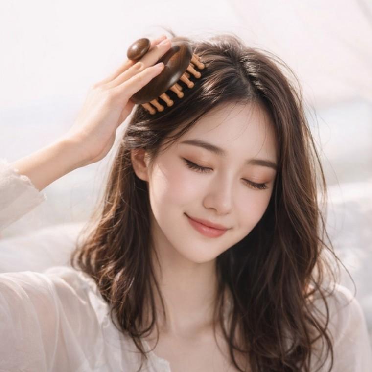 두피 순환관리 괄사 우드 두피 마시지기